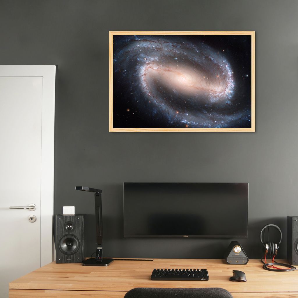 Quadro Galáxia Espiral NGC 1300 100x70 Caixa Marfim