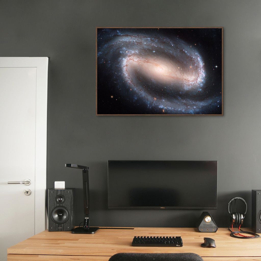 Quadro Galáxia Espiral NGC 1300 100x70 Filete Marrom