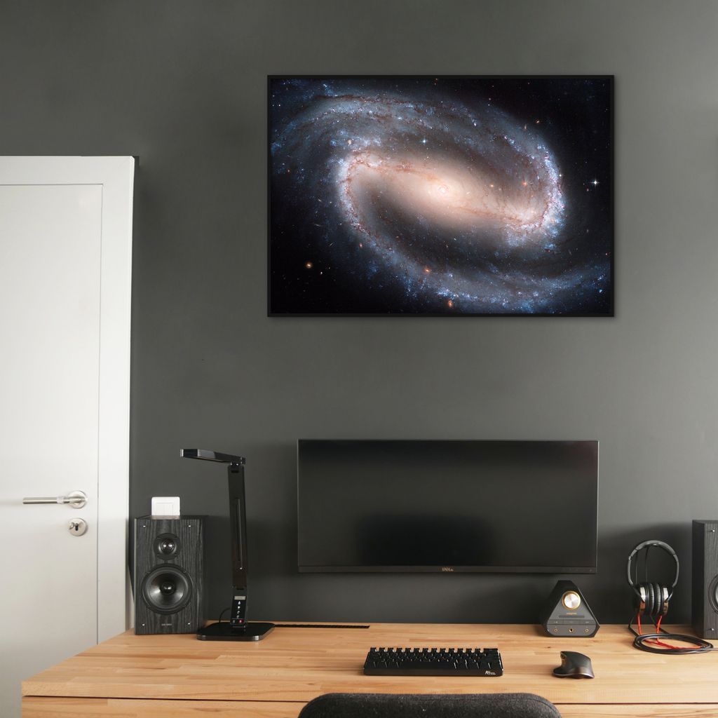 Quadro Galáxia Espiral NGC 1300 86x60 Filete Preto