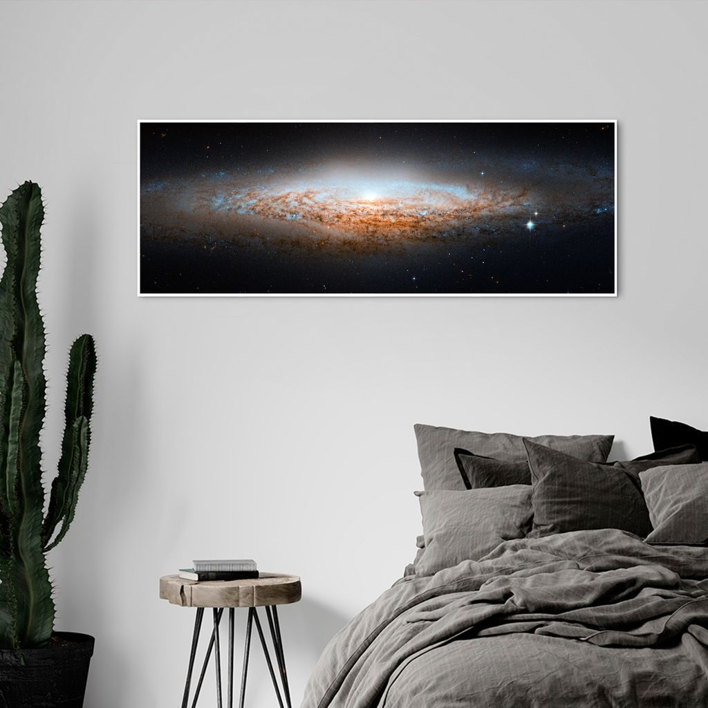 Quadro Galáxia Espiral NGC 2683 100x36 Filete Branco