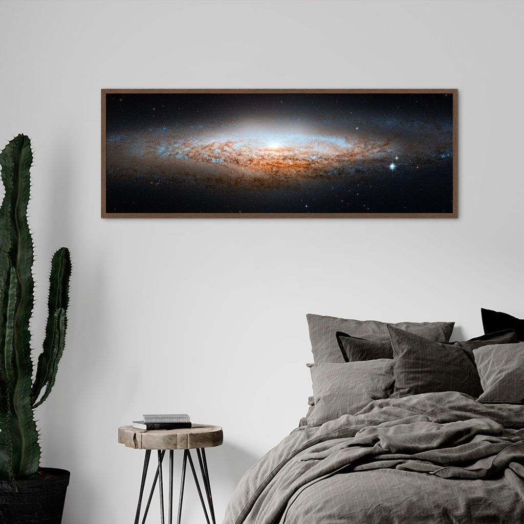 Quadro Galáxia Espiral NGC 2683 86x30 Caixa Marrom