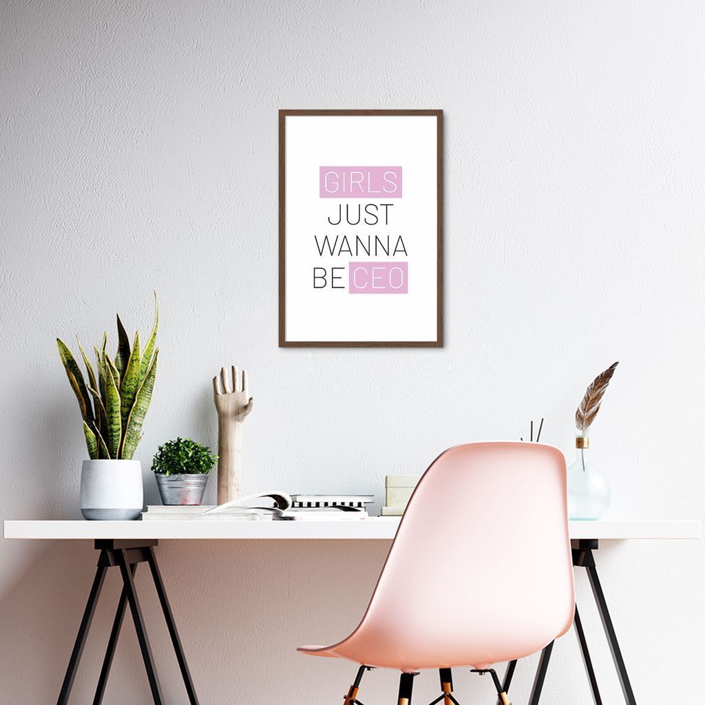Quadro Girls just wanna be CEO 100x70 Caixa Marrom
