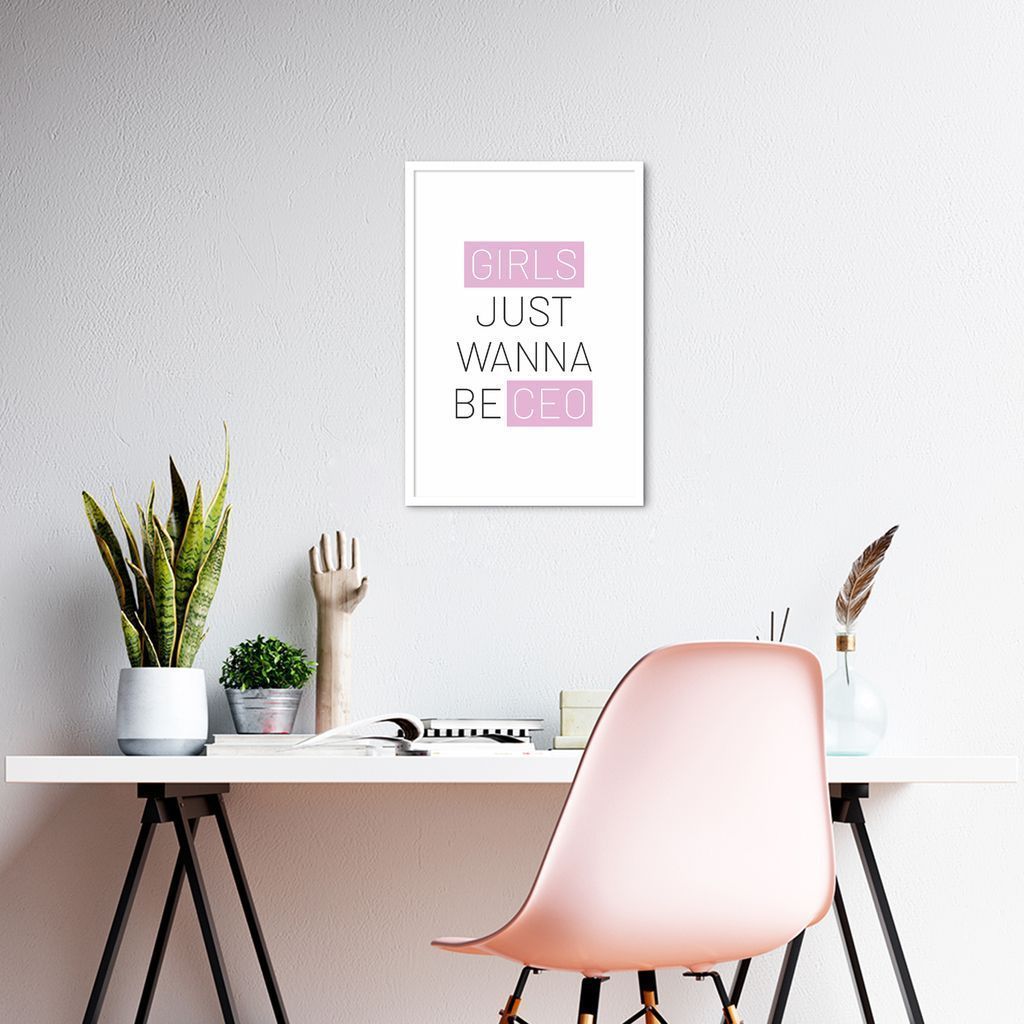 Quadro Girls just wanna be CEO 86x60 Caixa Branco