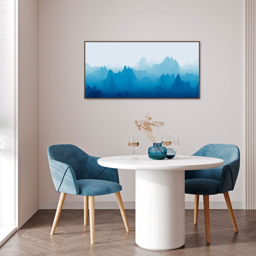 Quadro Horizonte Blue Mountain 100x50 Filete Marrom