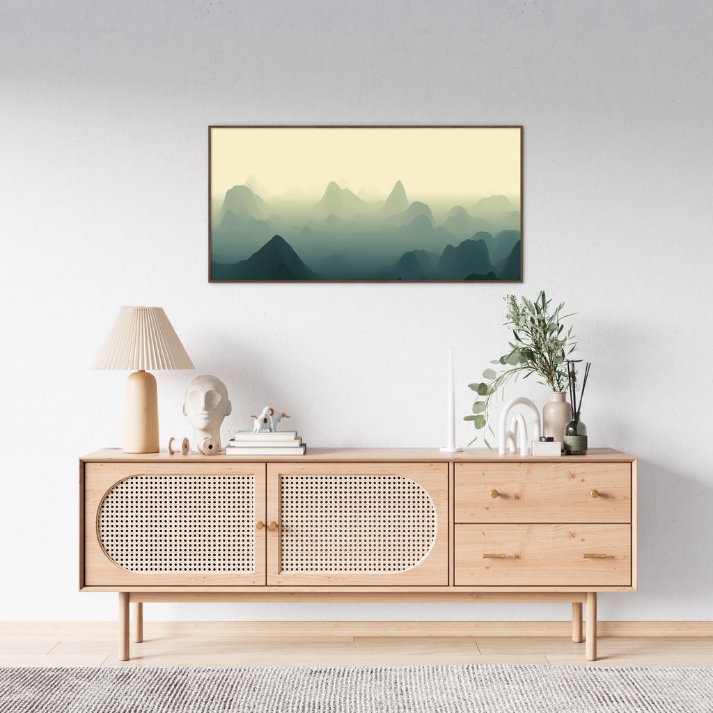 Quadro Horizonte Green Mountain 100x50 Filete Marrom