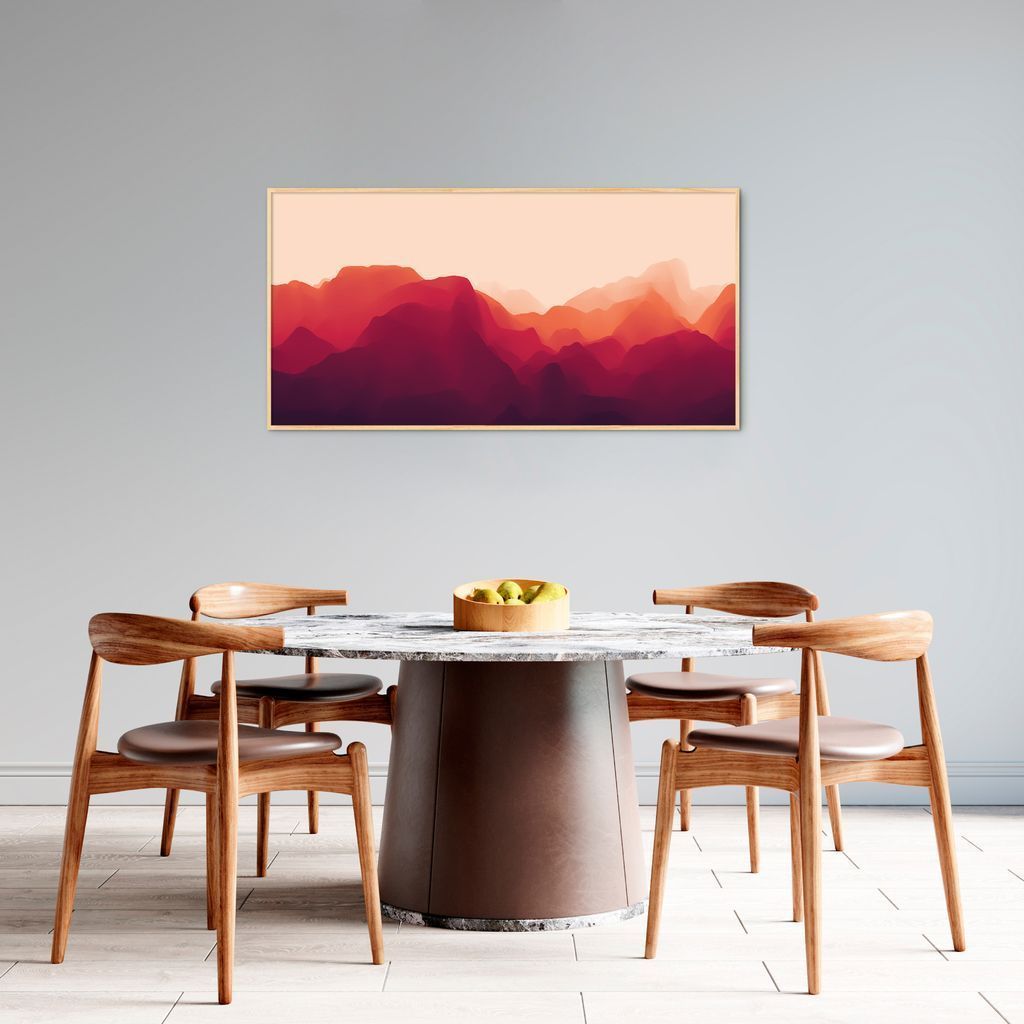 Quadro Horizonte Red Mountain 100x50 Filete Marrom