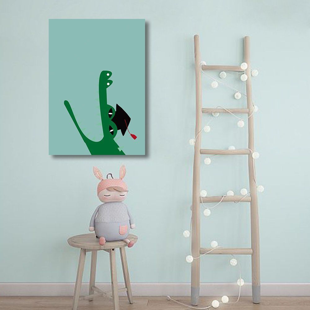 Quadro Infantil Cartoon Jacaré 100x70 Sem Moldura