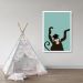 Quadro Infantil Cartoon Macaco 43x30 Caixa Branco