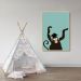 Quadro Infantil Cartoon Macaco 86x60 Filete Marfim