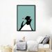 Quadro Infantil Cartoon Pinguim 43x30 Caixa Preto