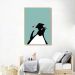Quadro Infantil Cartoon Pinguim 43x30 Filete Marfim