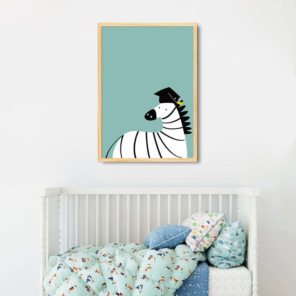 Quadro Infantil Cartoon Zebra 100x70 Caixa Marfim