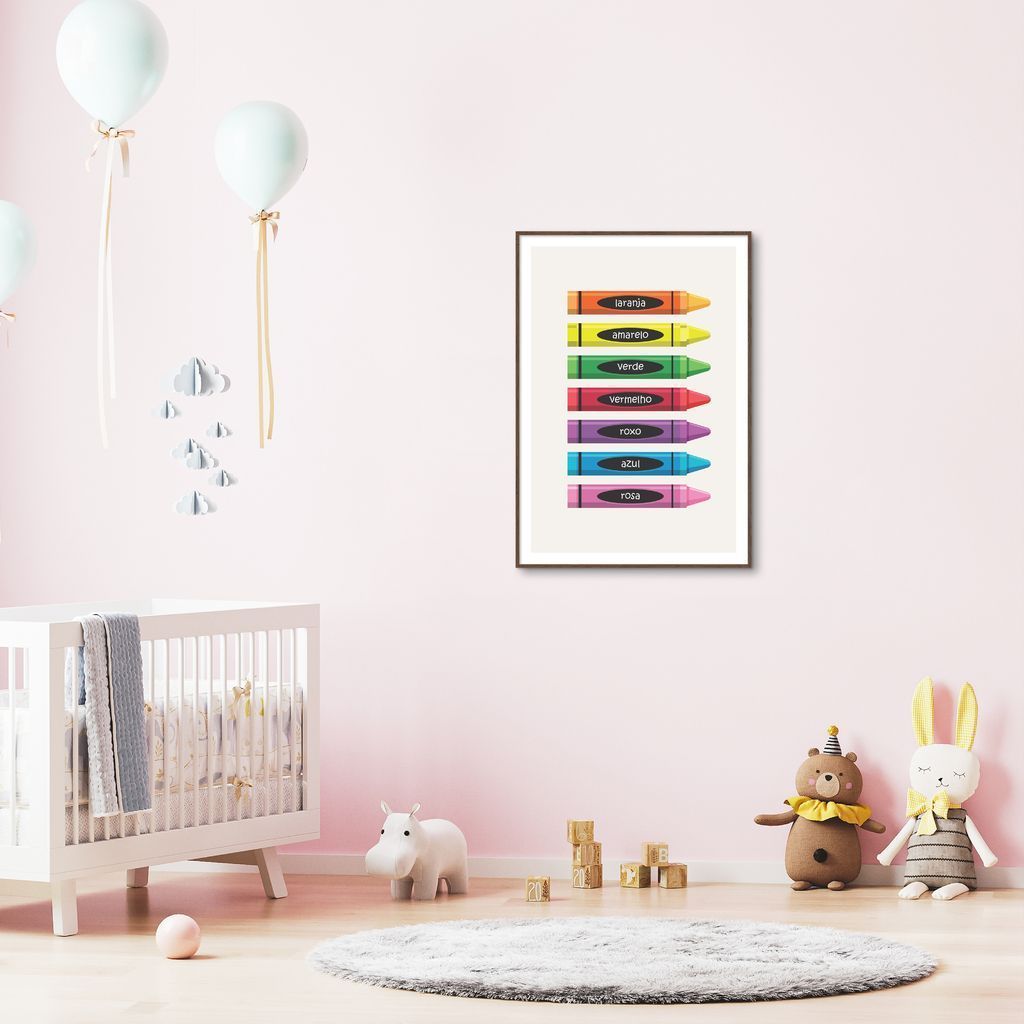 Quadro Infantil Cores em Giz 100x70 Filete Marrom