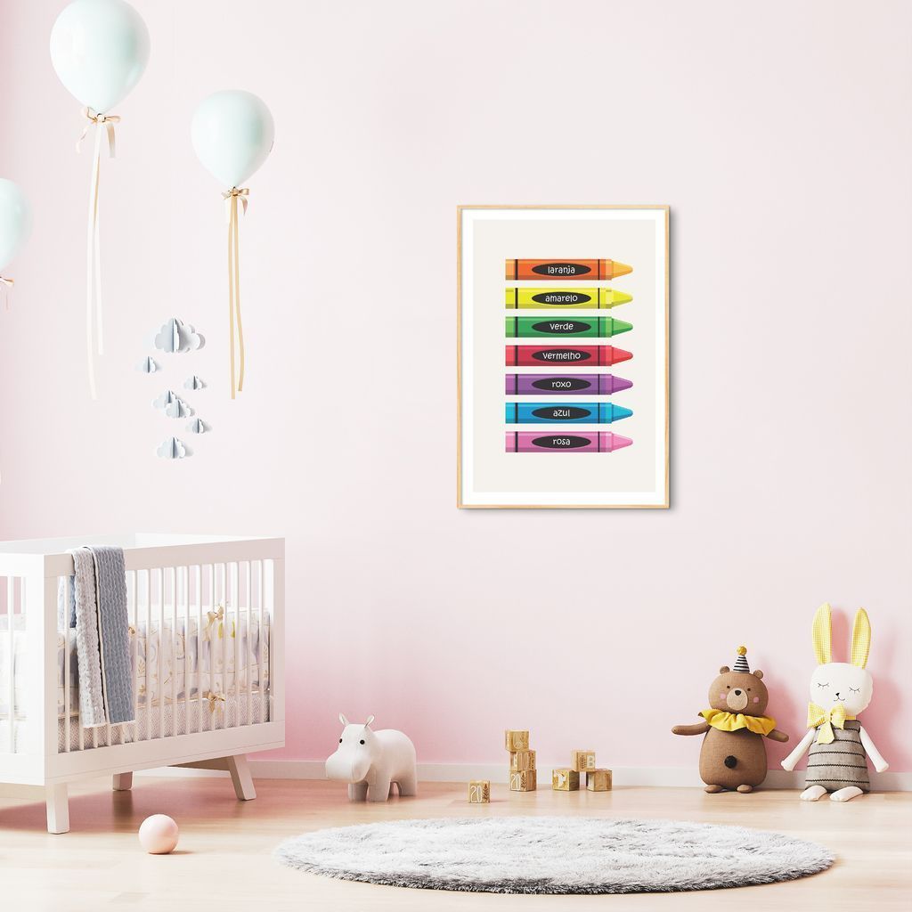 Quadro Infantil Cores em Giz 86x60 Filete Marfim
