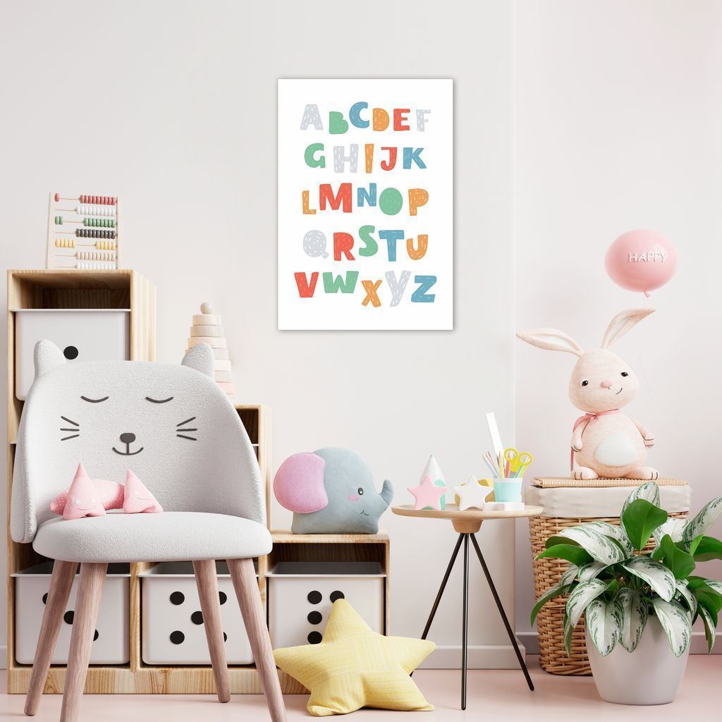Quadro Infantil Didático ABC Colorido 43x30 Sem Moldura