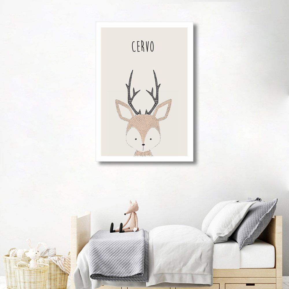 Quadro Infantil Didático Cervo 100x70 Sem Moldura
