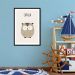 Quadro Infantil Didático Coruja 43x30 Caixa Preto