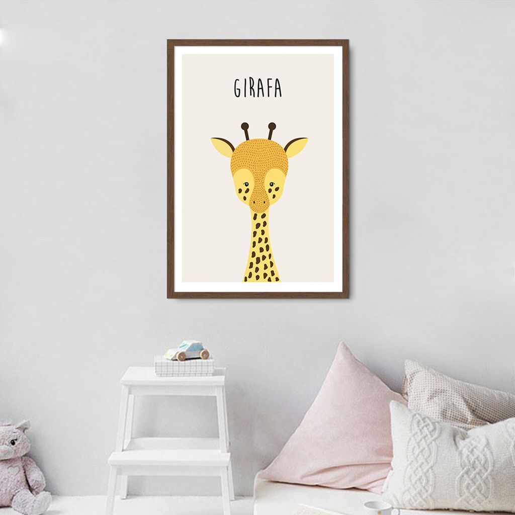 Quadro Infantil Didático Elefante 100x70 Caixa Marrom