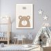 Quadro Infantil Didático Urso 100x70 Filete Marfim