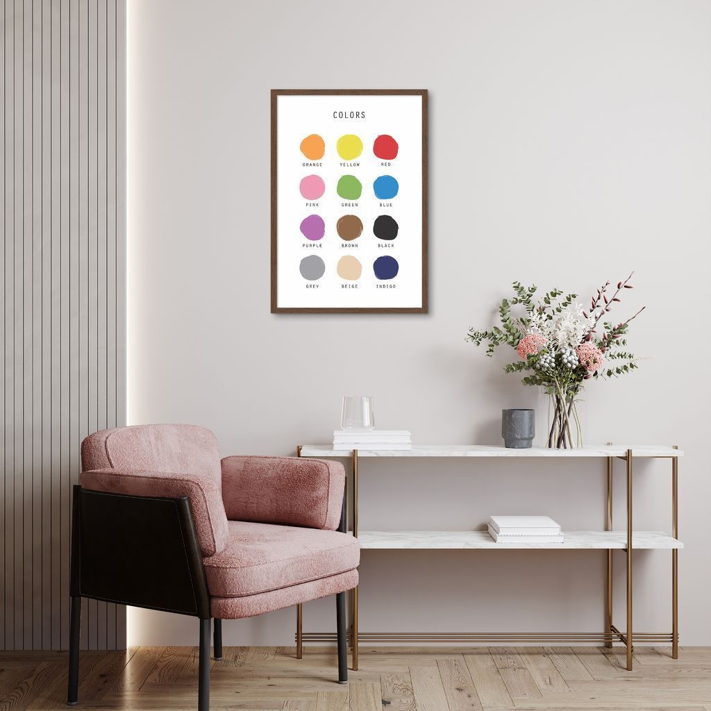 Quadro Infantil English Colors 43x30 Caixa Marrom