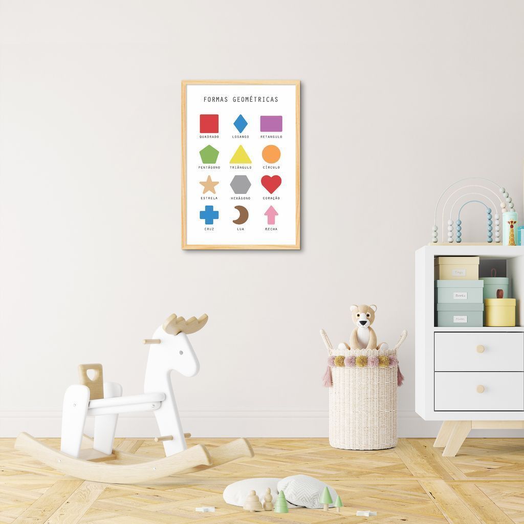 Quadro Infantil Formas Geométricas 86x60 Caixa Marfim