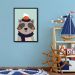 Quadro Infantil Guaxinim na Neve 60x43 Caixa Preto
