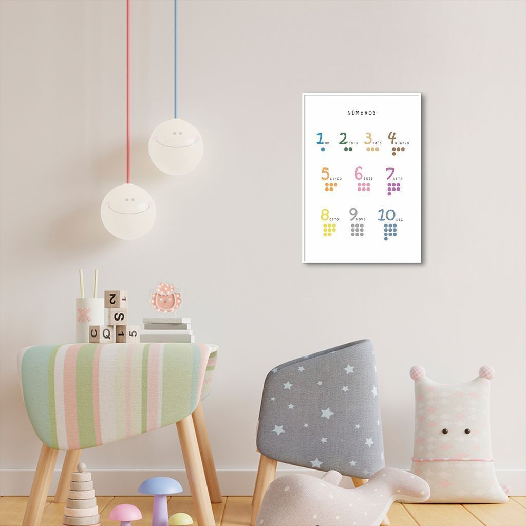 Quadro Infantil Números 100x70 Filete Branco