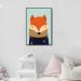 Quadro Infantil Raposa na Neve 60x43 Filete Preto