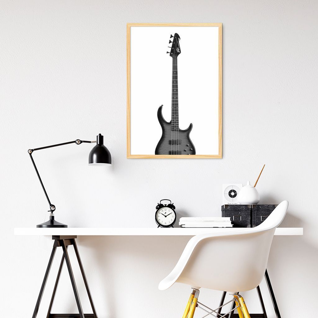Quadro Instrumento Musical Baixo 43x30 Caixa Marfim