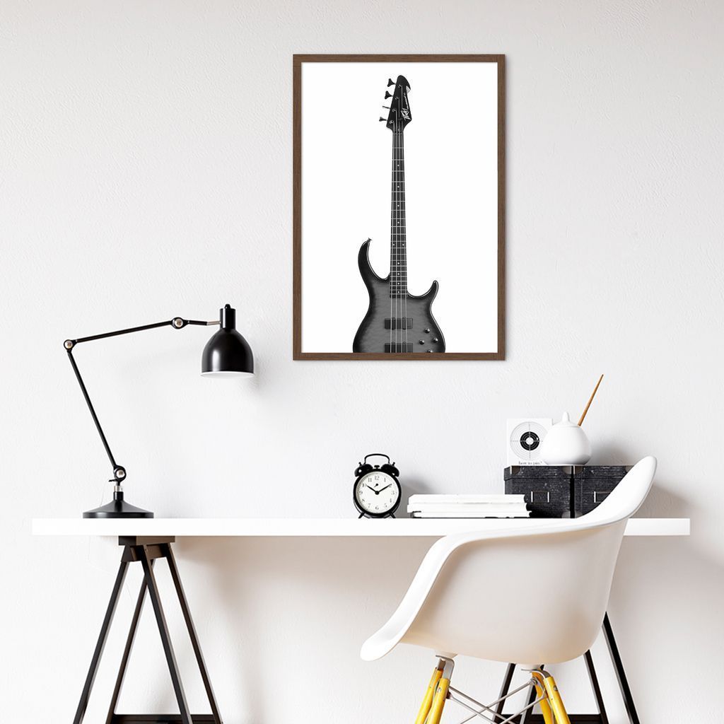 Quadro Instrumento Musical Baixo 43x30 Caixa Marrom