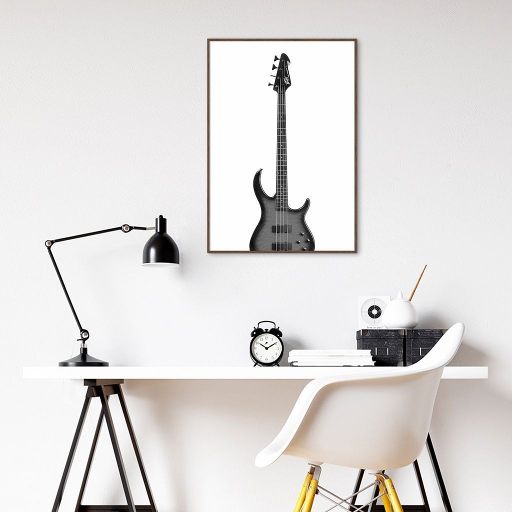 Quadro Instrumento Musical Baixo 86x60 Filete Marrom