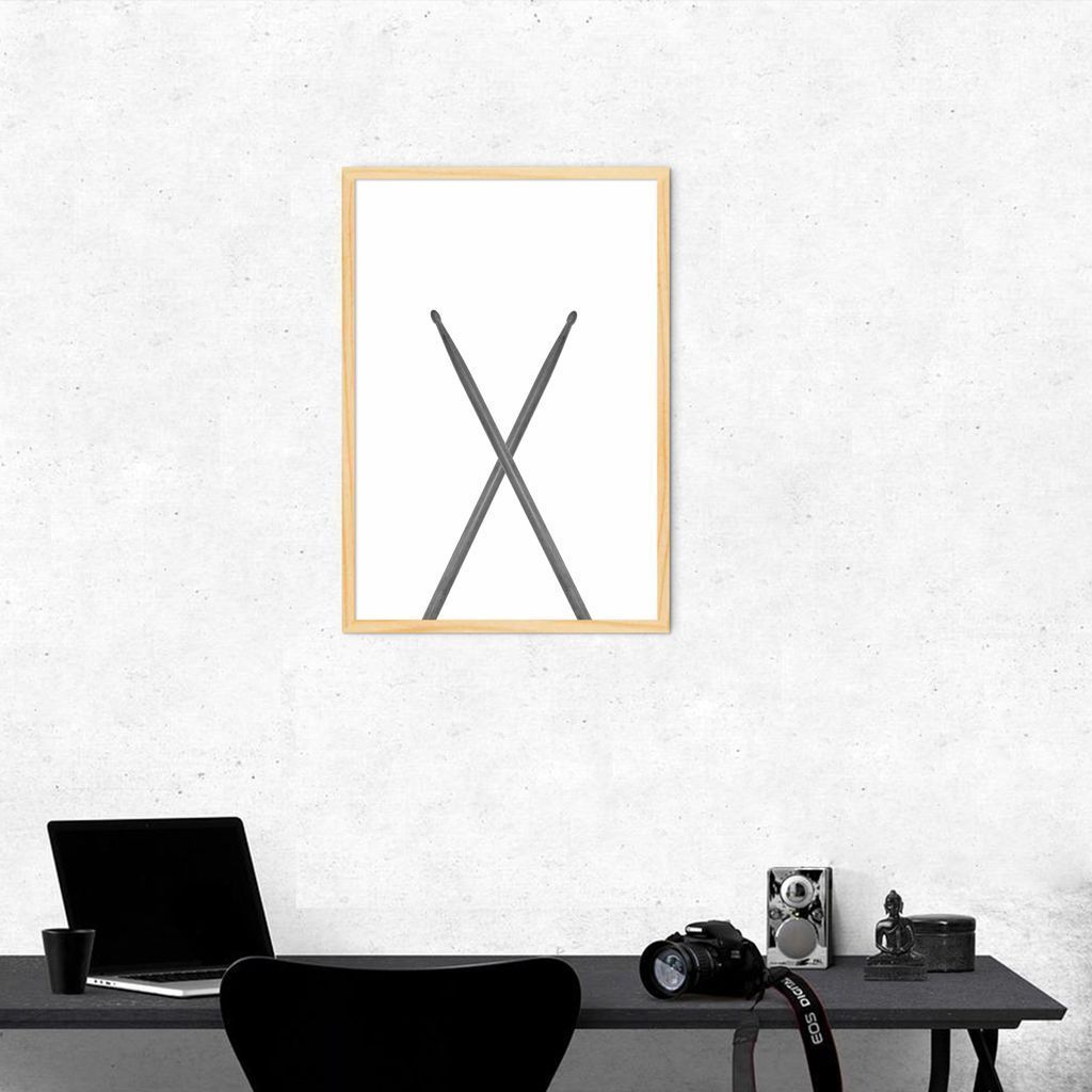 Quadro Instrumento Musical Baquetas 100x70 Caixa Marfim