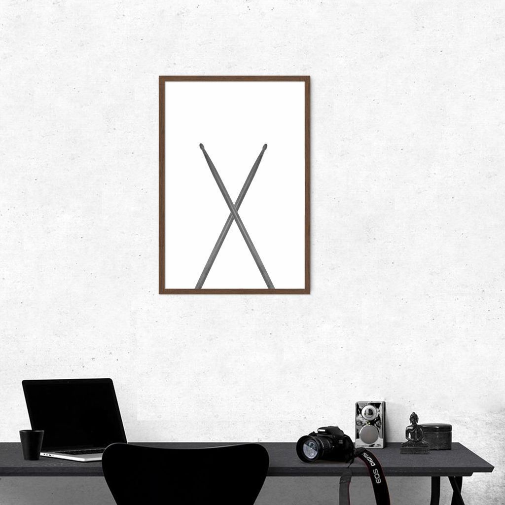 Quadro Instrumento Musical Baquetas 100x70 Caixa Marrom