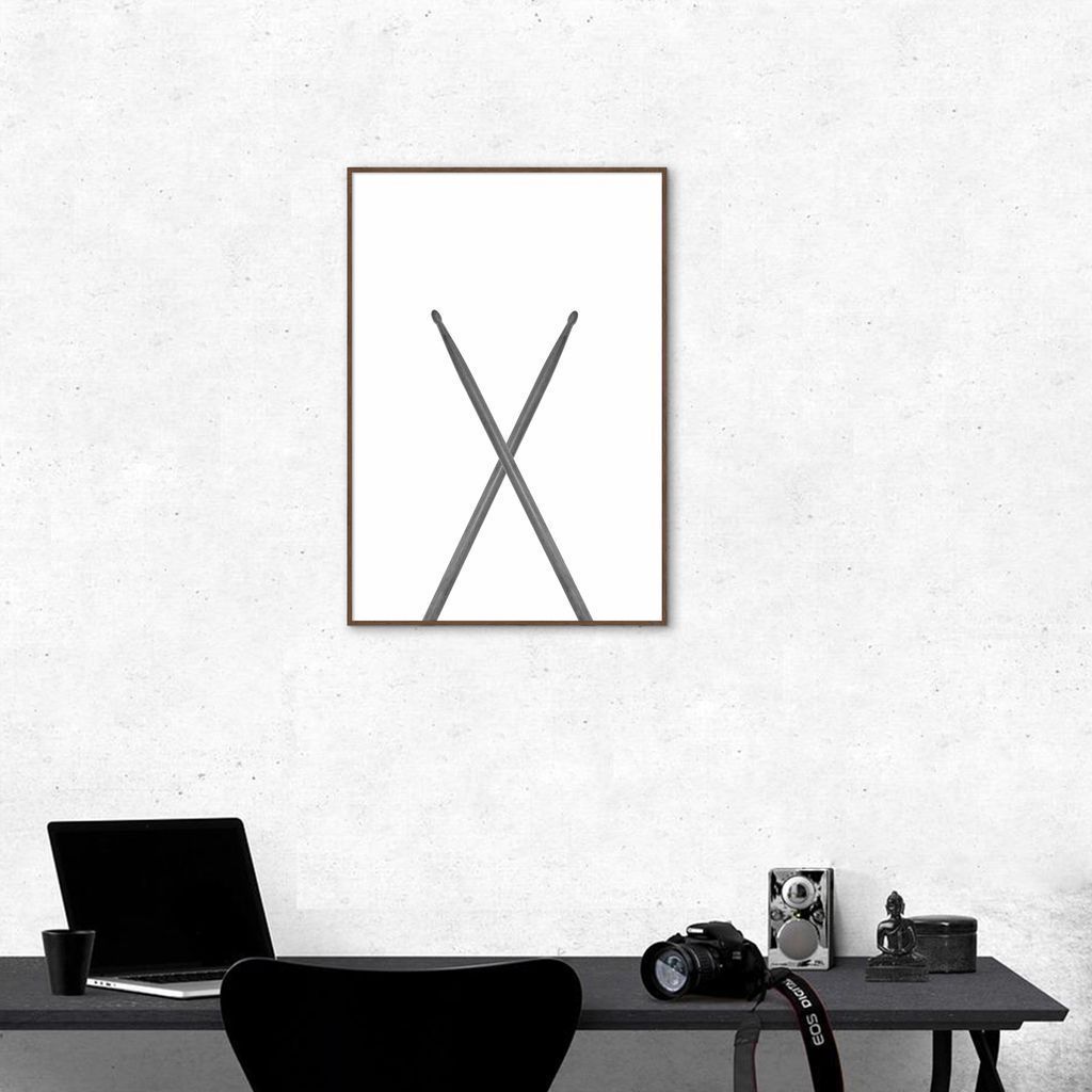 Quadro Instrumento Musical Baquetas 100x70 Filete Marrom
