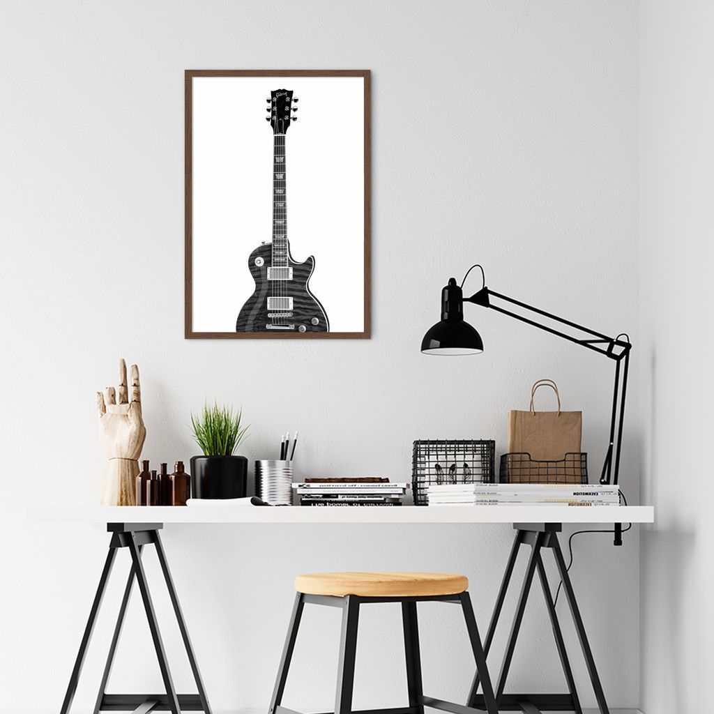 Quadro Instrumento Musical Guitarra 100x70 Caixa Marrom