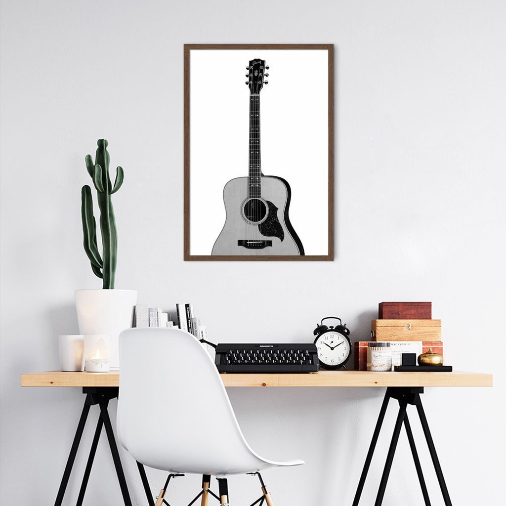 Quadro Instrumento Musical Violão 60x43 Caixa Marrom