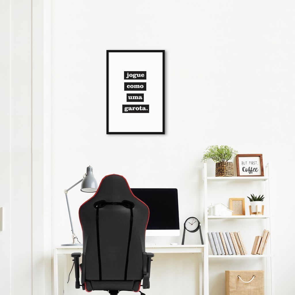 Quadro Jogue como uma garota 60x43 Caixa Preto