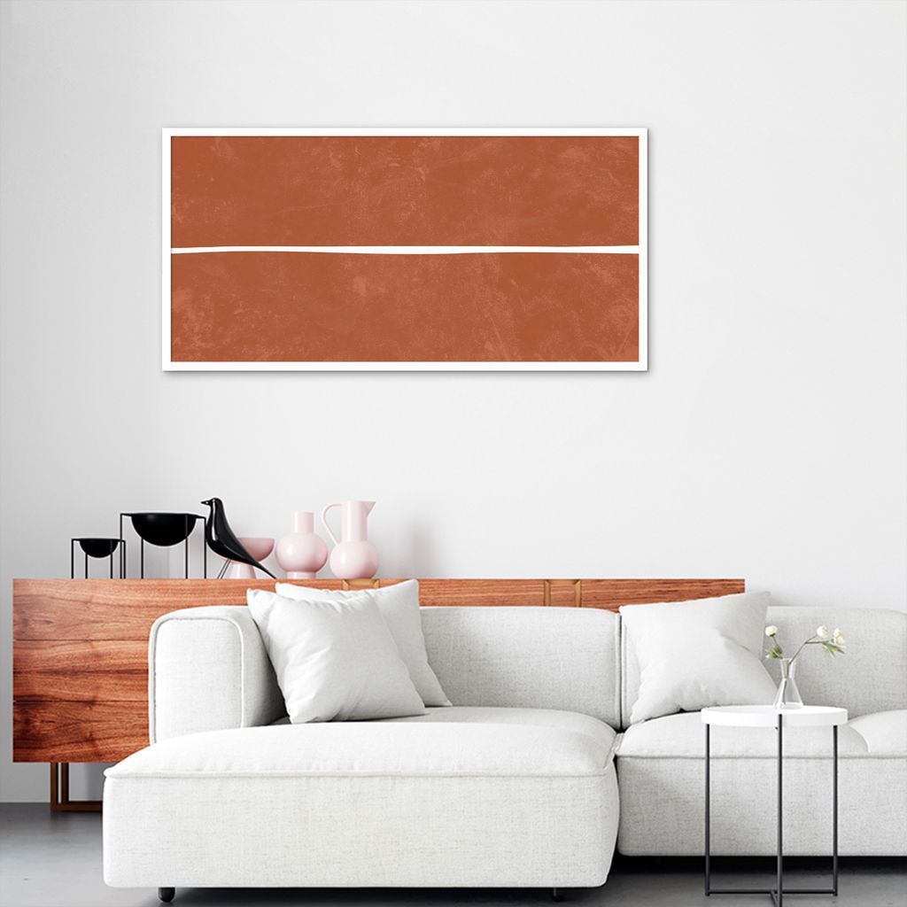 Quadro Laranja Linha Minimalista 100x50 Caixa Branco