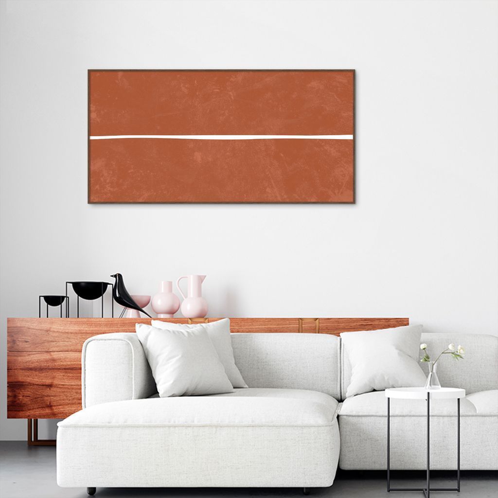 Quadro Laranja Linha Minimalista 100x50 Filete Marrom