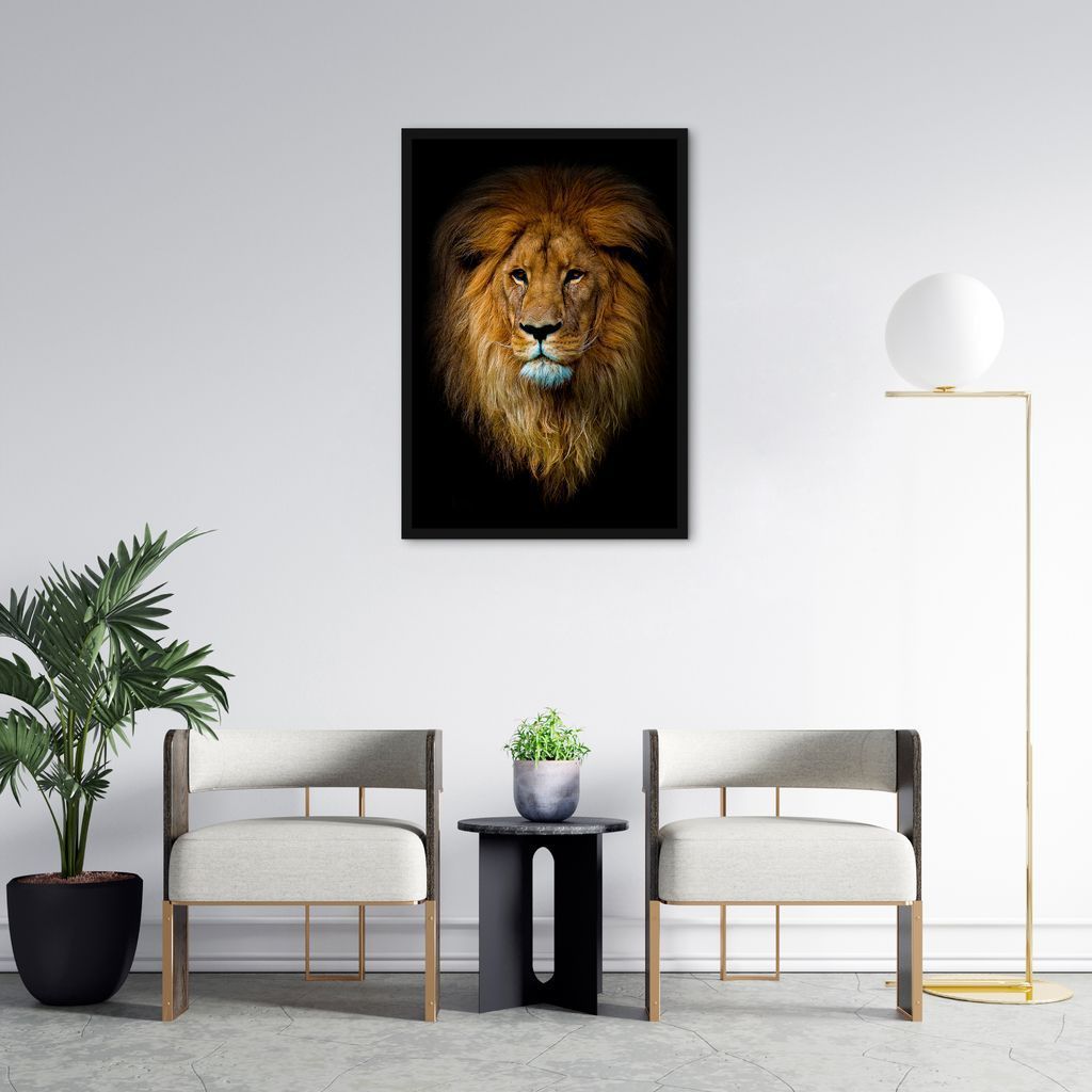 Quadro Leão de Juda 100x70 Caixa Preto