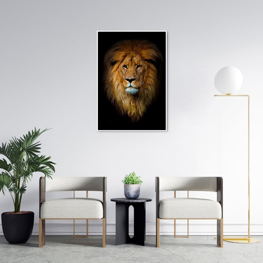 Quadro Leão de Juda 100x70 Filete Branco