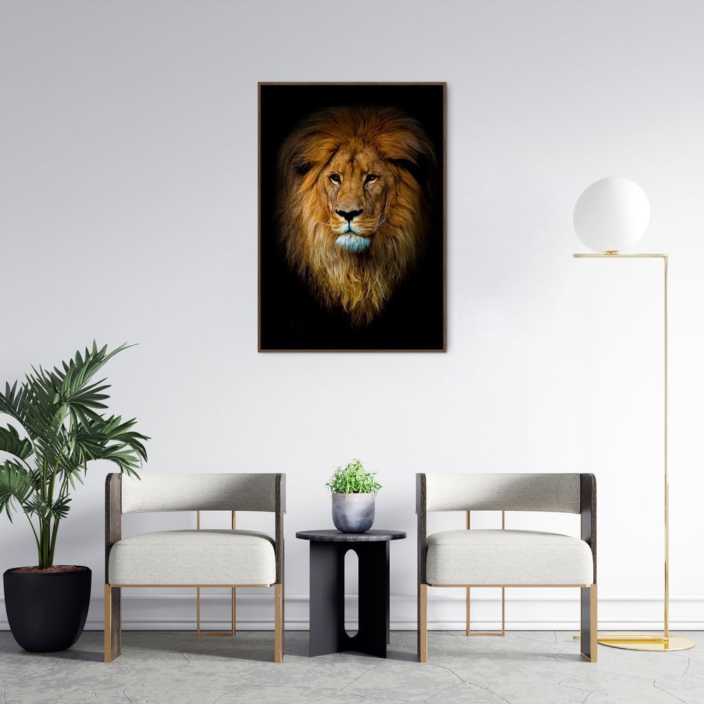 Quadro Leão de Juda 43x30 Filete Marrom