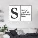 Quadro Letra S Frase Sorria 88x60 2-60x43 Filete Preto