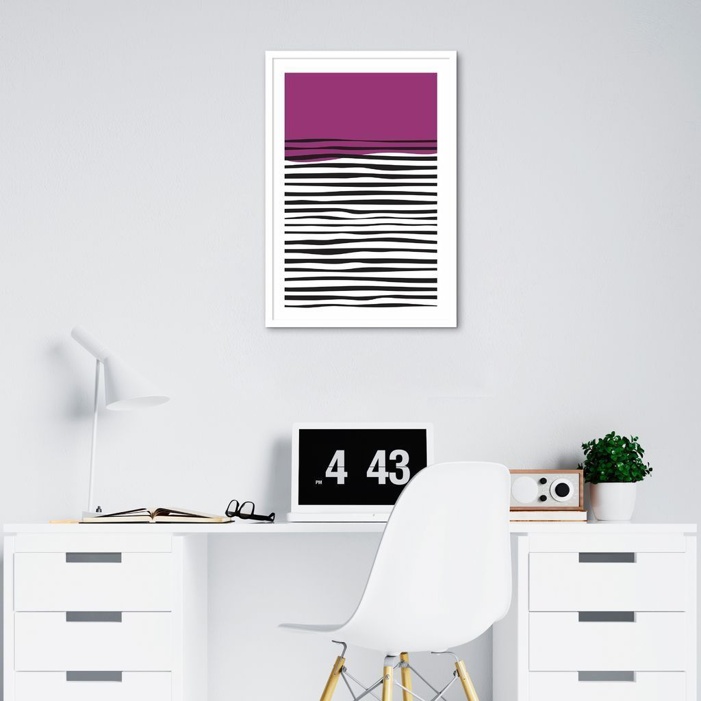 Quadro Linhas Abstratas 43x30 Caixa Branco