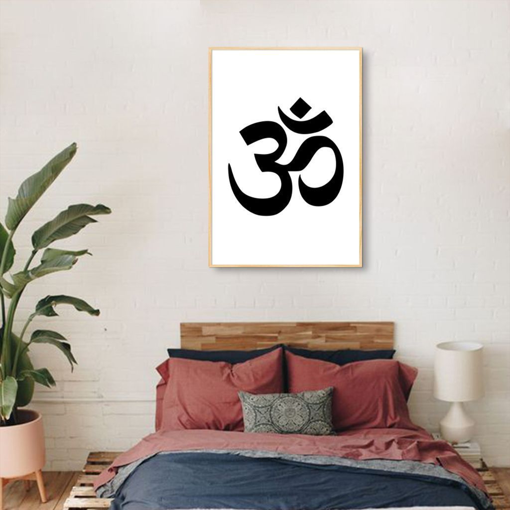 Quadro Mantra Om 100x70 Filete Marfim