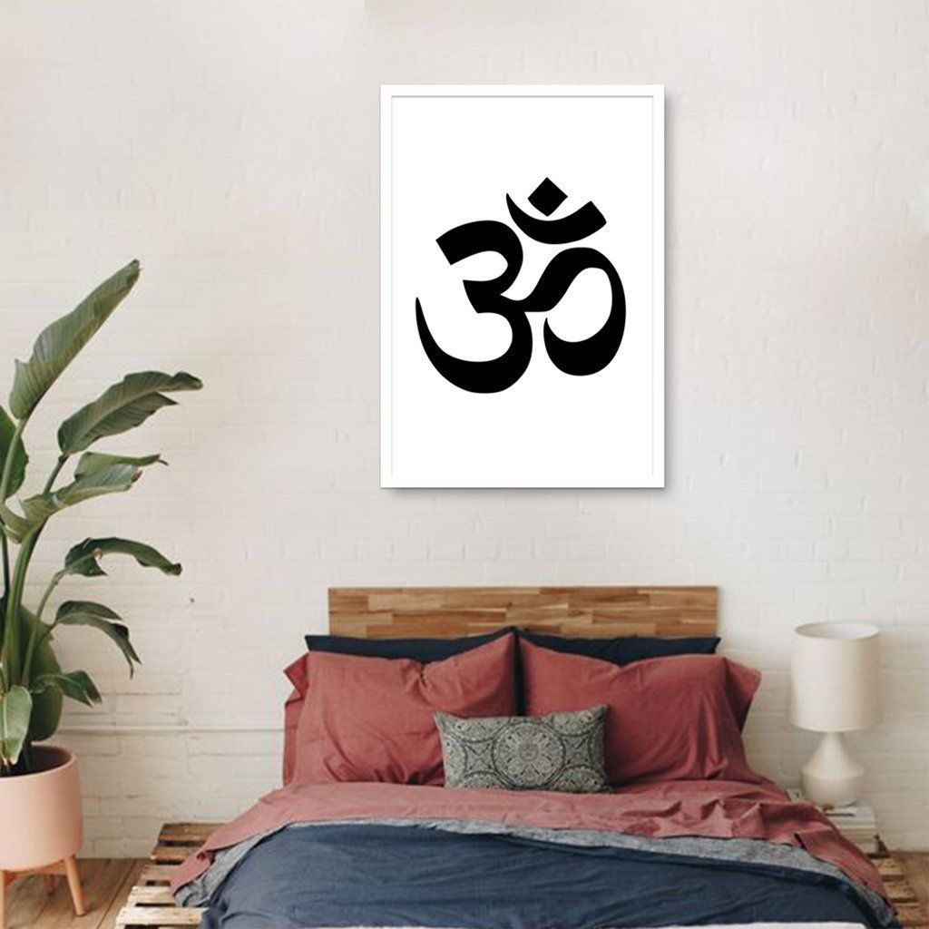 Quadro Mantra Om 43x30 Caixa Branco