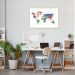 Quadro Mapa Mundi Bandeiras dos Países 86x60 Filete Marfim