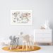 Quadro Mapa Mundi Infantil Animais 60x43 Sem Moldura
