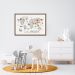 Quadro Mapa Mundi Infantil Animais 86x60 Caixa Marrom