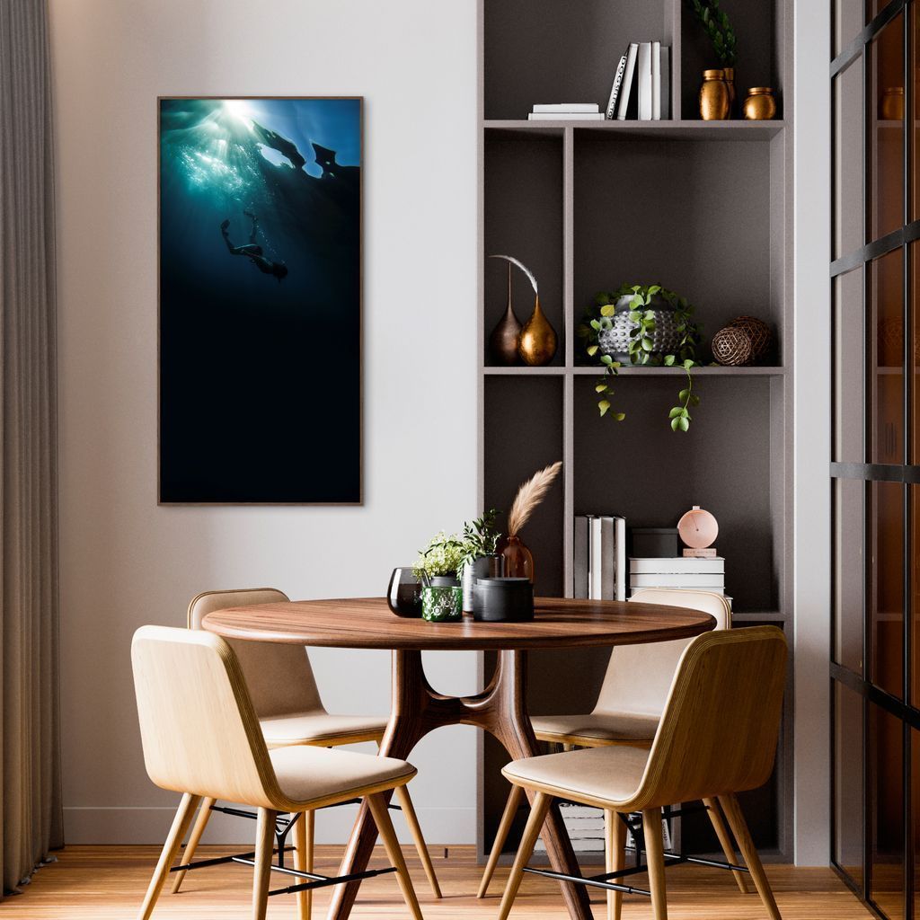 Quadro Mergulho no Oceano Croácia 100x50 Filete Marrom